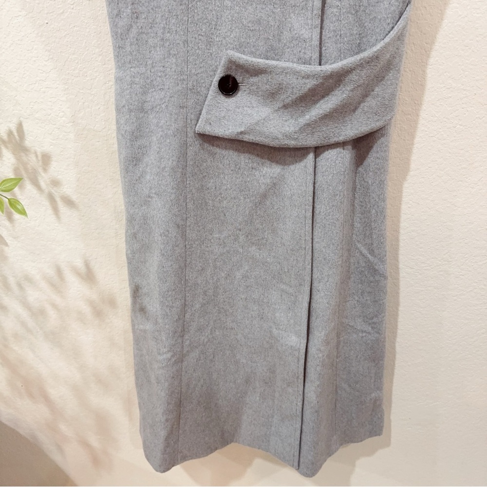 J.ING Jing Gray Wool Blend Double Breasted Sleeveless Longline Vest Coat Size M - Picture 5 of 10